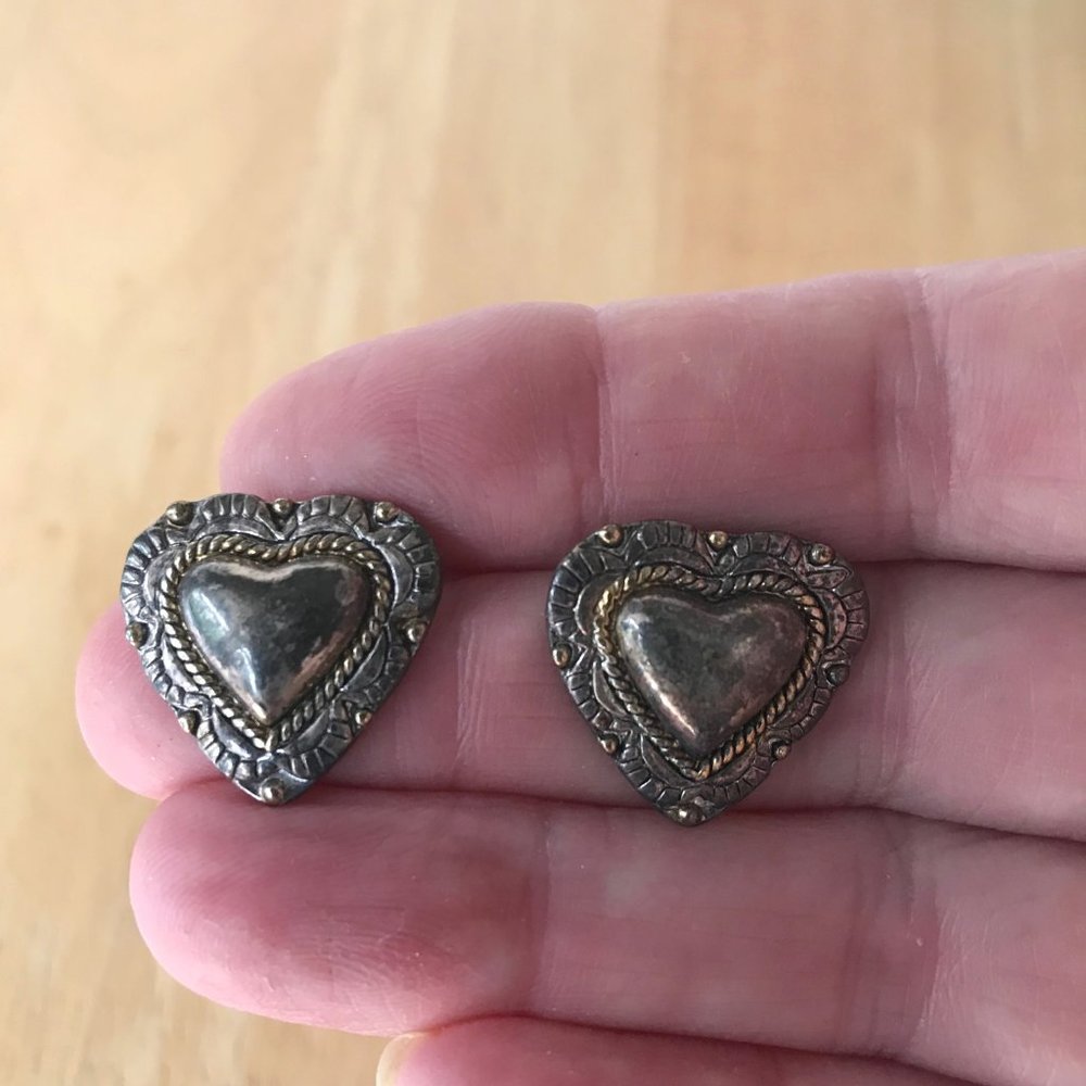 Heart Earrings Vintage Pierced Posts Trendy Girl